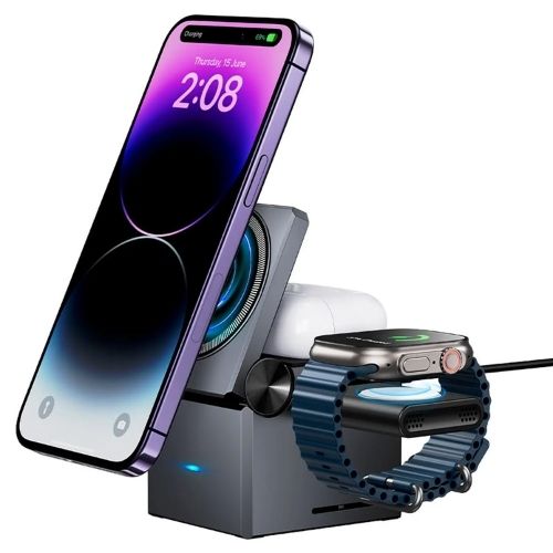 Cargador inalámbrico Hoco CQ8, plegable 3 en 1