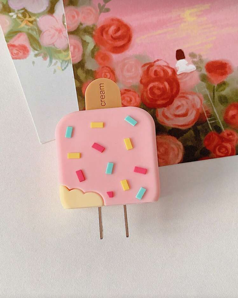 Set 5 Piezas Protector de Cargador Helado Rosa