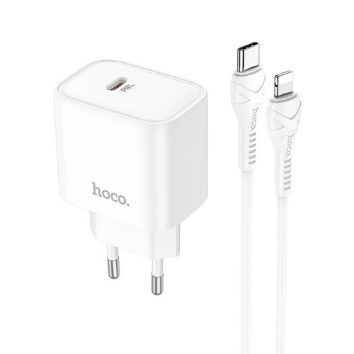 Cargador Casa Hoco DC67 PD20W Cable Tipo C a Lightning Blanco - SEC