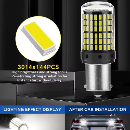 Bombillas LED 1156 BA15S P21W 180° — Yirui 144SMD | 12V–48V | 20W | 2200 lm | Blanco