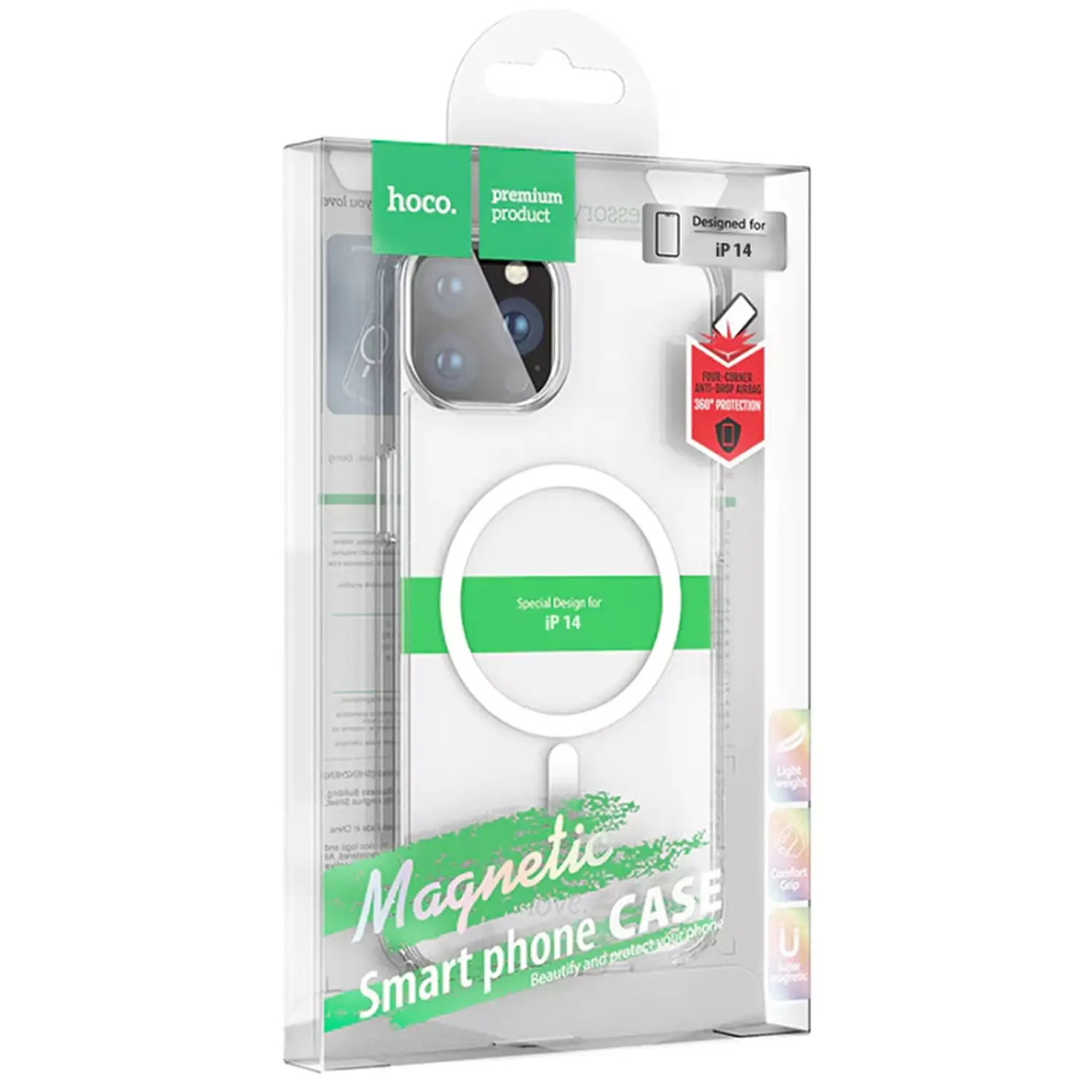 CARCASA SHELL MAGNETIC AIRBAG ANTI-FALL IPHONE 14 TRANSPARENTE